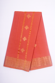 Red Dobby Dhoti Dupatta with Golden Zari Border and Butis