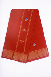 Mahogany Orange Dobby Dhoti Dupatta with Blue and Golden Zari Border and Butis