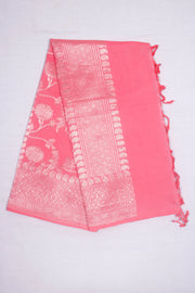 Pastel Red and Silver Zari Jacquard Dhoti Dupatta