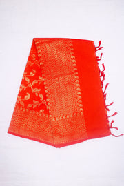 Red and Golden Zari Jacquard Dhoti Dupatta