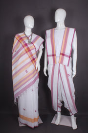 White Aahar Joda with Red Border