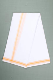 White Plaine Dhoti Dupatta with Orange Border