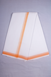 White Dhoti Dupatta with Orange Border