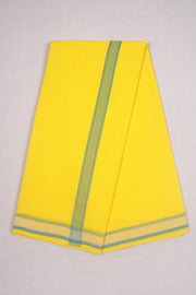 Yellow Dhoti Dupatta with Golden and Blue Border