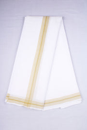 White Dhoti Dupatta with Olive Green Border