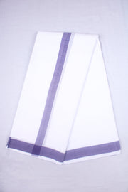 White Dhoti Dupatta with Purple Border