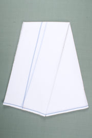White Dhoti Dupatta with Blue Border