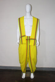 Yellow Dhoti Dupatta with Red and Green Border