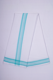 White Dhoti Dupatta with Blue Border