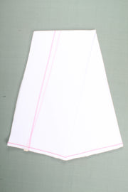 White Dhoti Dupatta with Pink Striped Border