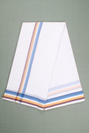 White Dhoti Dupatta with Multi Color Border