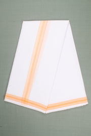 White Dhoti Dupatta with Orange Border