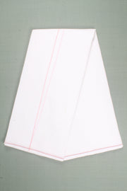 White Dhoti Dupatta with Pink Border