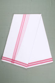 White Dhoti Dupatta with Pink Border