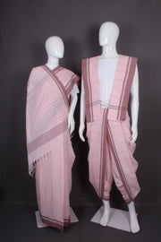 Peach Aahar Joda with Brown Border REDDPL510088-WOSAPC210410