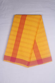 Yellow Dhoti Dupatta with Magenta Border and Red Linings