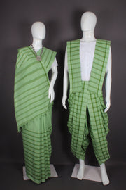 Traditional Handloom Joda Set in Green with Green Border