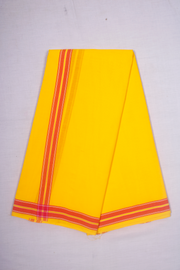 Yellow Dhoti Dupatta with Red and White Border