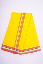 Yellow Dhoti Dupatta with Red, White and Blue Border