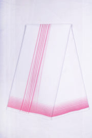 White Dhoti Dupatta with Cerise Red Border