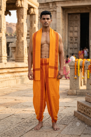 Orange Dhoti Dupatta with Maroon Border