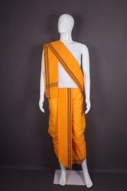 Kesariya Plaine Dhoti Dupatta with Rust Border