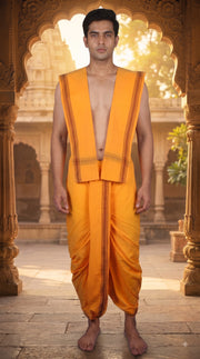 Kesariya Stitched Dhoti Dupatta with Maroon Border