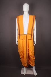 Kesariya Stitched Dhoti Dupatta with Maroon Border
