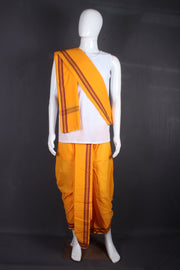 Kesariya Stitched Dhoti Dupatta with Maroon Border