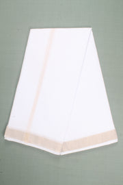 White Dhoti Dupatta with Goldan Zari Border