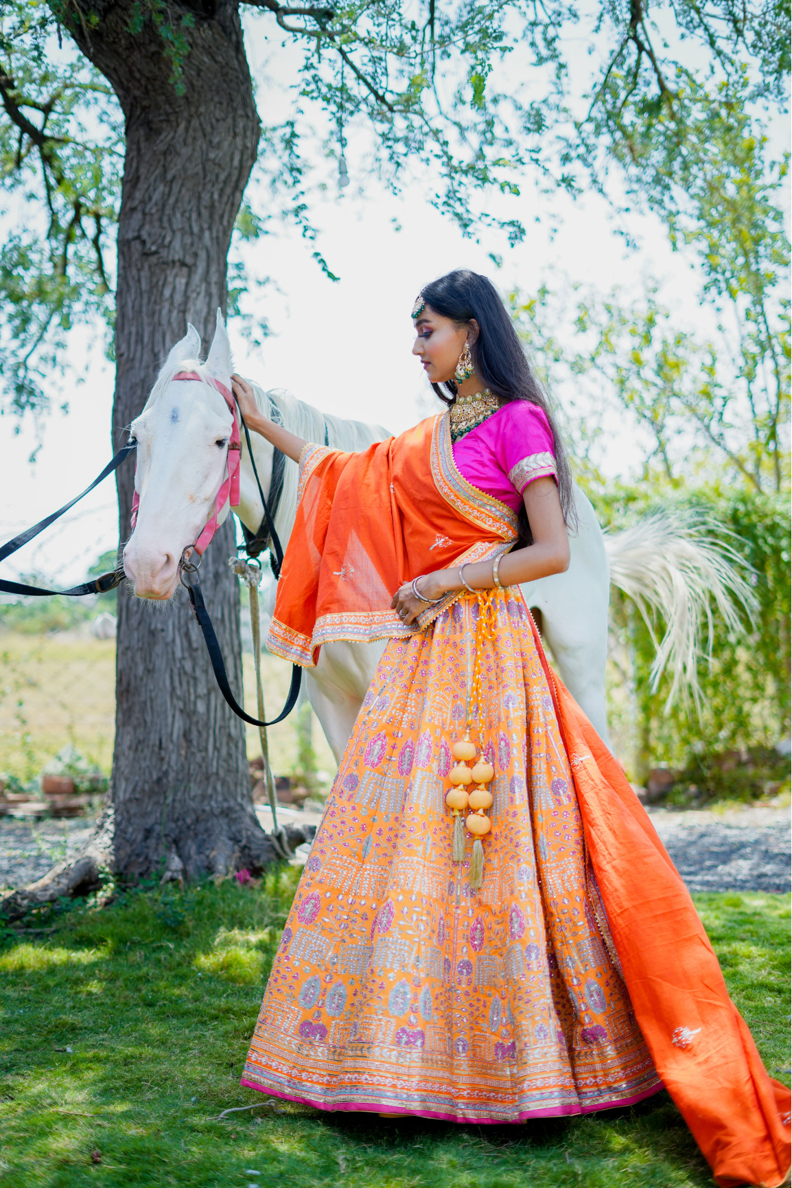 Orange clearance lehenga design