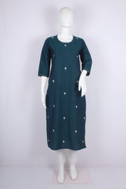 Sacramento Green Hand Embroidered Long Kurti