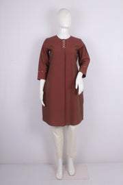 Maroon Hand Embroidered Long Kurti