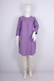 Violet Hand Embroidered Long Kurti
