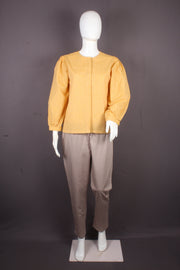 Women's Mustarad Yellow and Cream Lining Short Top