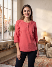 Self Striped Red Short Top