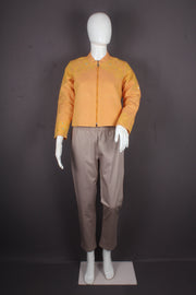 Natural Dyed Hand Embroidered Orange Womens Jacket