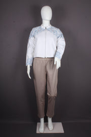 Natural Dyed Hand Embroidered White Womens Jacket