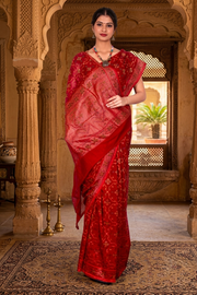 Red Cotton Cholfi Cut Work with Sona Rupa Matching Banarasi Saree