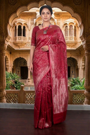 Maroon Sona Rupa Cut Work Banarasi Saree