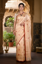 Beige Sona Rupa Meena Kadua Bel Buti Banarasi Saree