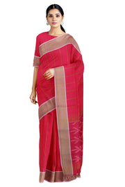Magenta Ikat Pallu Saree and Brown Border