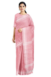 Pink Dobby Saree with White Border