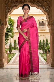 Magenta Dobby Saree with Maroon and Golden Zari Border