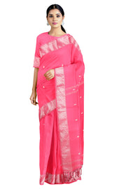Magenta Dobby Saree with Butis and Silvar Zari Border