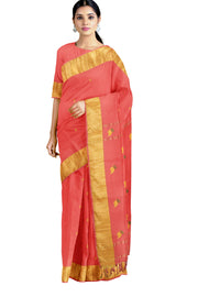Brick Pink Dobby Mercerised Saree with Butis