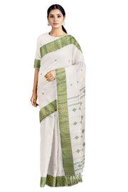 Off White Dobby Saree with Butis and Goldan Zari Border