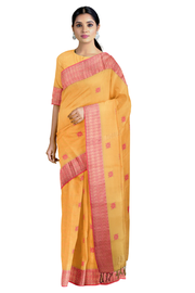 Goldan Yellow Mercerised Dobby Saree with Buti and Goldan Zari Border