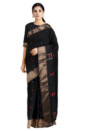 Black Dobby Saree with Butis and Goldan Zari Border