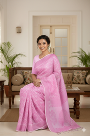 Pink and Magenta Jacquard Saree